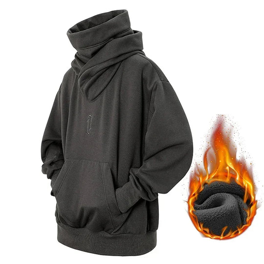 Autumn Embroidery Turtleneck Men's Hooded Sweatshirt Japanese Ninja