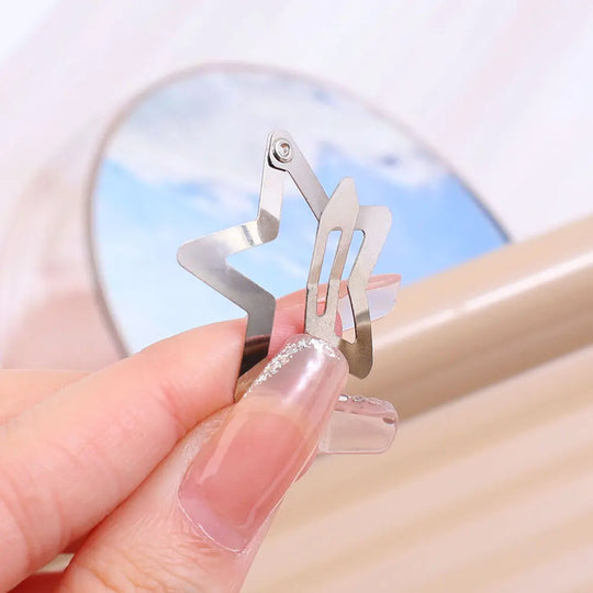 25/50Pcs Star Hair Clips for Girls Filigree Star Metal Snap Clip