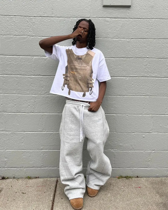 Y2k Embroidered Gray Casual Pants Camo Functional Tactical Functional