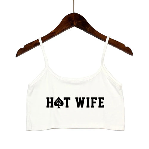 Fashion Women's Sexy Elastic Cotton Camis HOT WIFE Letters Print