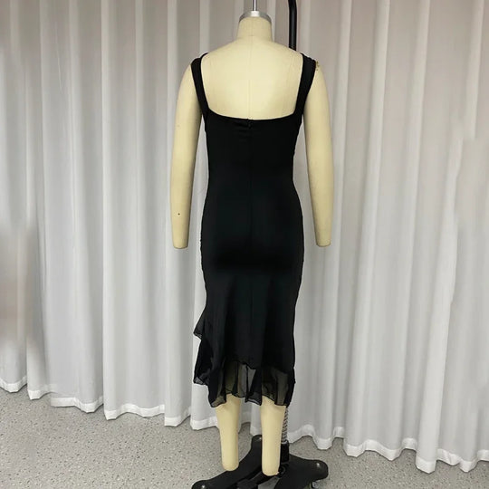 Wefads Women Maxi Dress Summer Elegant Solid Sleeveless Nipped Waist