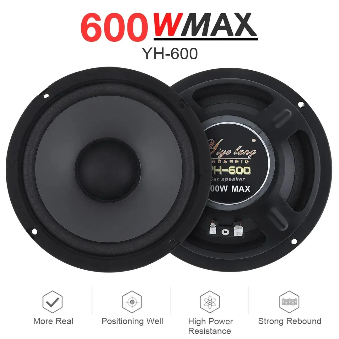Car Audio Speaker 6 Inch 600W 2-Way Full Range Frequency Automotive Audio Loudspeaker Heavy Mid-bass Ultra-thin Modified Speaker