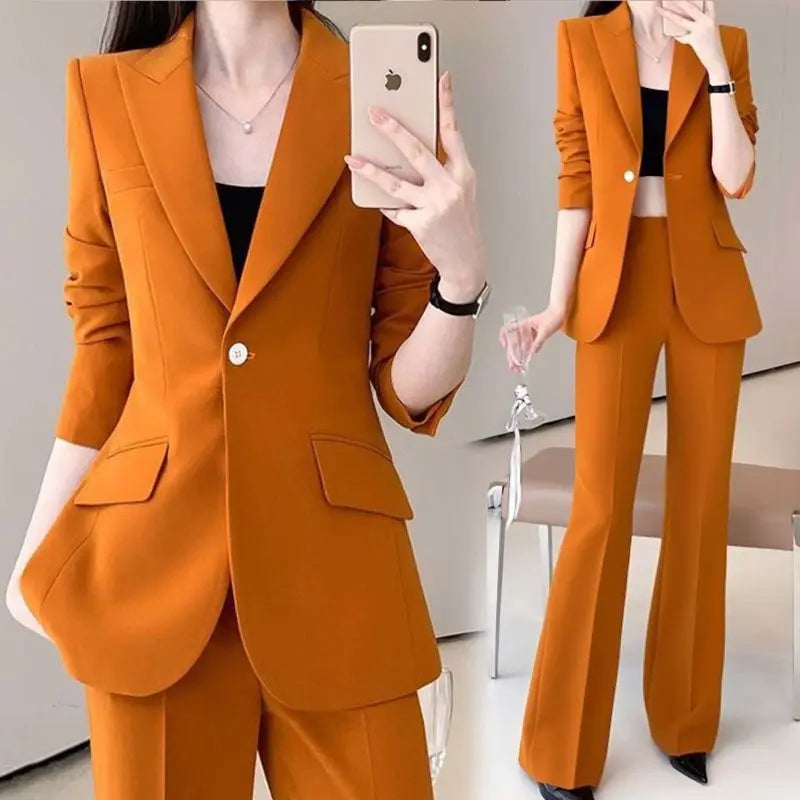 Women's 2025 Spring New Fashion Professional Suit Jacket Pants Two