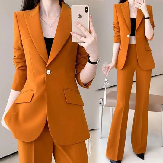 Women's 2025 Spring New Fashion Professional Suit Jacket Pants Two