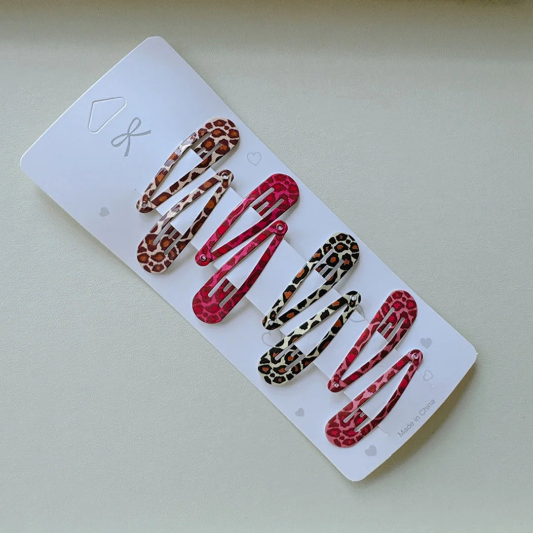 8pcs/set Leopard Print Hair Clips for Women Girls Vintage Geometric
