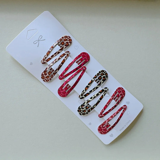 8pcs/set Leopard Print Hair Clips for Women Girls Vintage Geometric