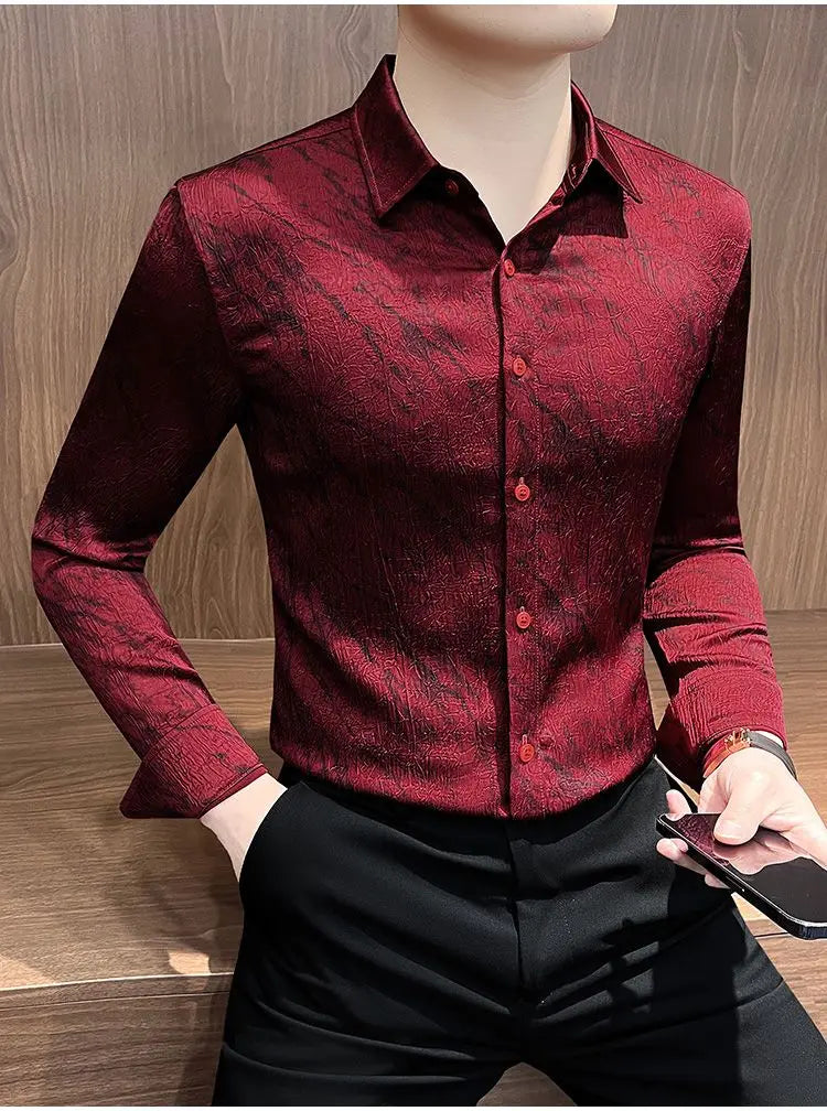 Spring and summer new stylish personality casual printed men's shirt