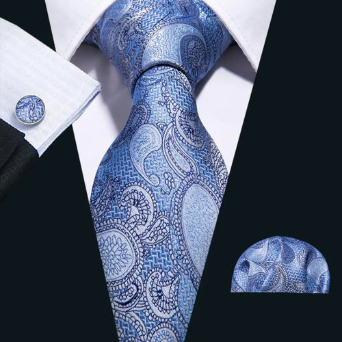 Men Tie Gold Navy Blue Striped Silk Tie 3.4" Jacquard Party