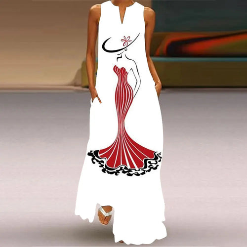 Summer Outdoor Street Fashion Women's Long Dress New Abstract Art