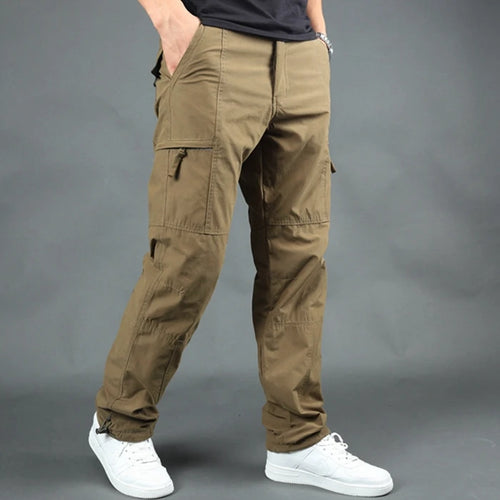 Winter Double Layer Men's Cargo Pants Warm Thick Baggy Pants Cotton