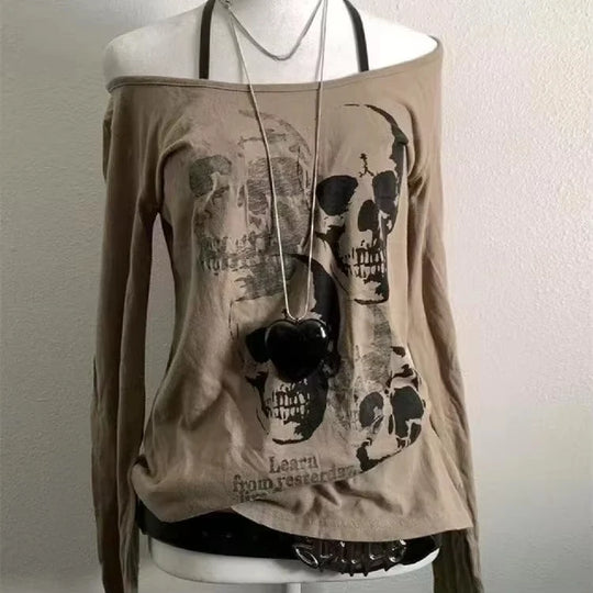 Black Vintage Gothic T-shirts Women Y2k Black Punk Graphic Hoodie