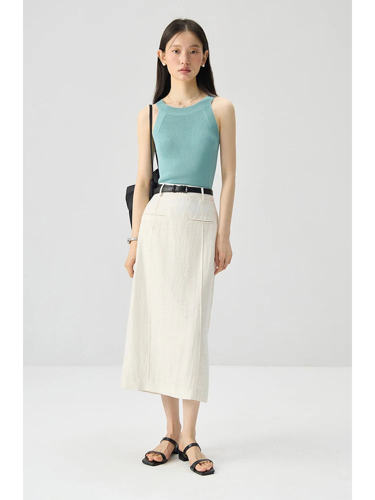 ZIQIAO Linen Solid White Cleanfit Women Suit 2024 Summer New Design
