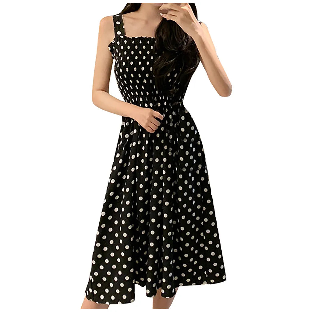 Women's Dresses 2024 Summer Fashion Loose None Sleeve Polka Dot