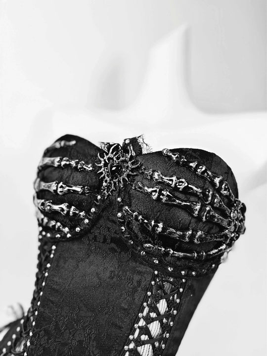 TDH Heavy Industries Handmade Pure Black Gothic Black Strap Drawstring Chest, Bird Cage, Affordable Bundle Body, Skincare Top