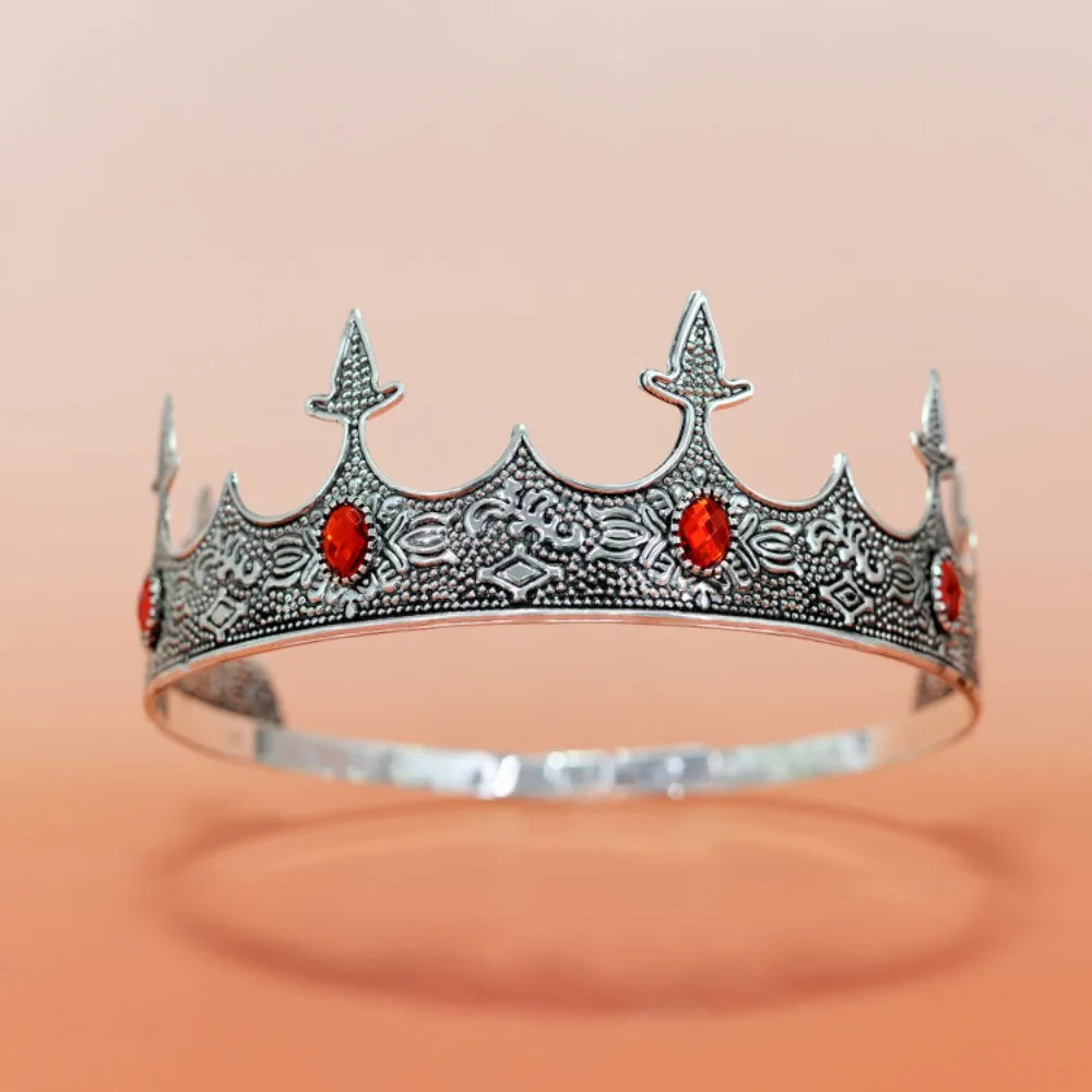 Trendy Vintage Baroque Crown Antique Bronze Elegant King Tiara Crown Adjustable Multicolor Prince Rhinestone Tiara Men