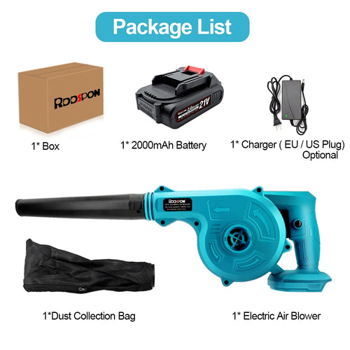 2 in 1 21V Cordless Electric Air Blower & Suction Leaf Computer Dust