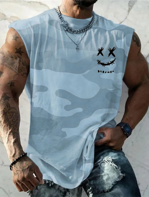 Men's Tank Top Sleeveless T-Shirt Pattern Print Summer Sports Running