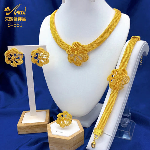 ANIID Dubai 24K Gold Plated Jewelry Set For Women African Indian