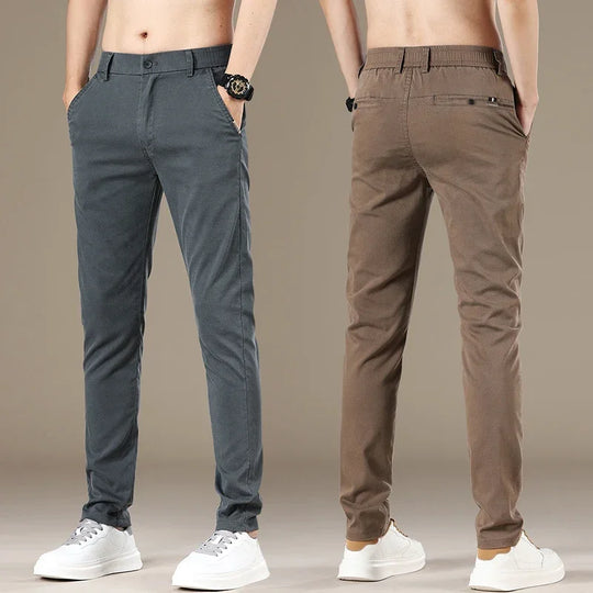 New 2025 Summer Lyocell Fabric Mens Casual Pants Hight Quality Fashion Slim Business Trousers Brand Elastic Soft Cargo Pants