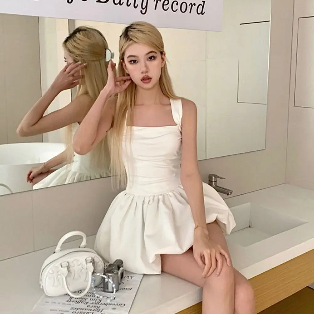 Elegant French Style Camisole Dress Sleeveless Slim Fit Short Dress