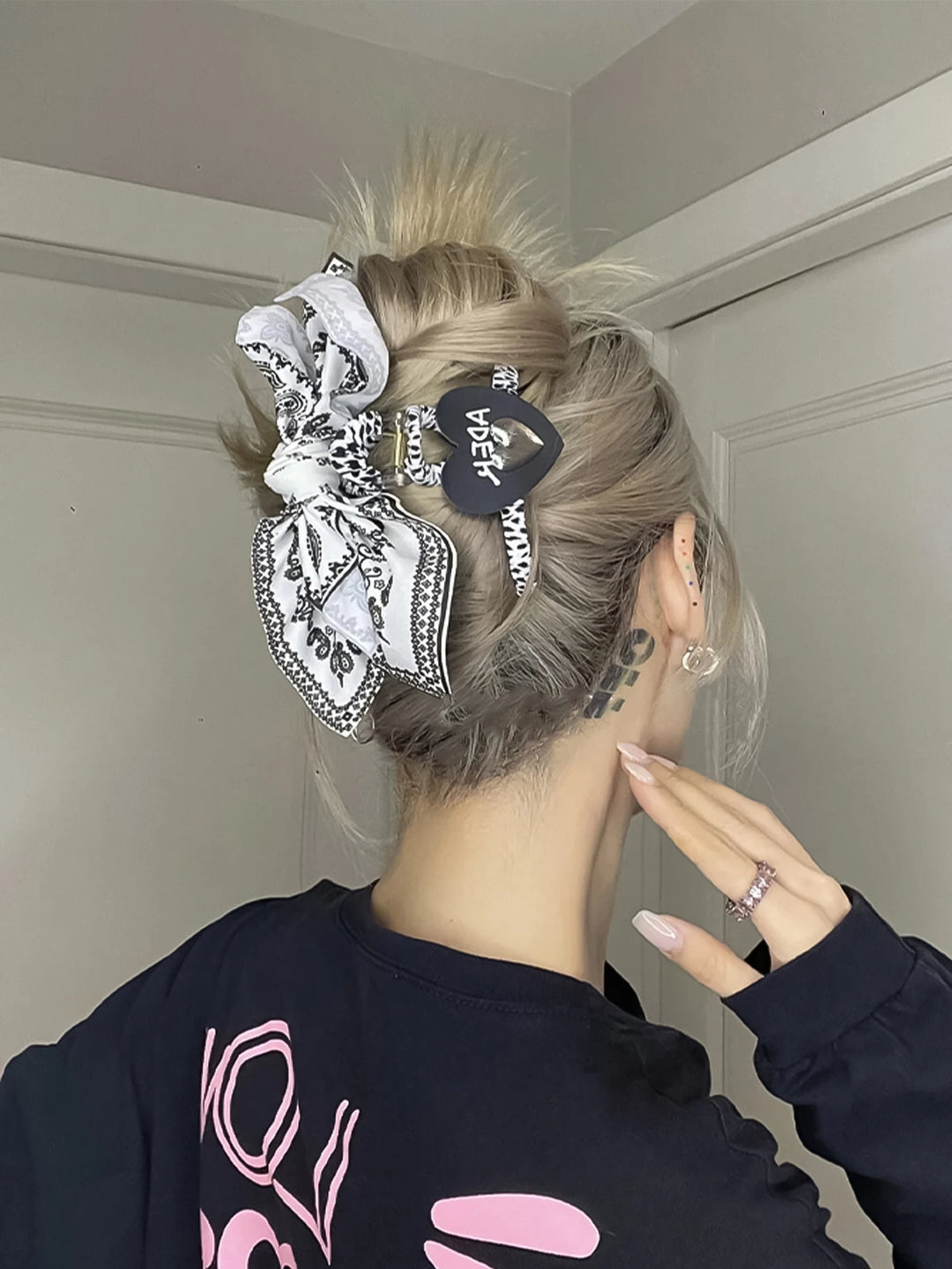 Bohemian Style Bow Hair Claw Cashew Paisley Shark Clip Large Size Hair