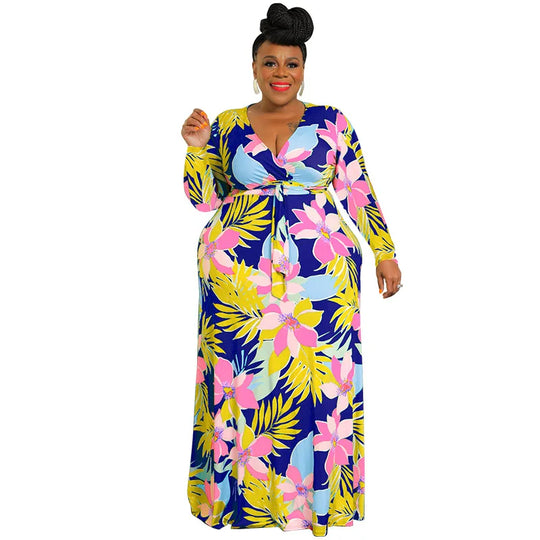 XL-5XL Plus Size Clothes Dresses Women Robes Summer Spring Long Sleeve Street Style Casual 3XL 4XL Big Size Maxi Dress Oversize