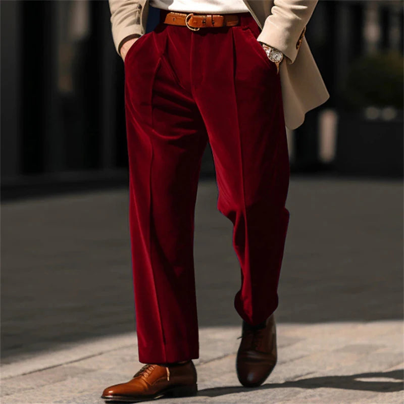 Vintage Velvet Daily Business Trouser Streetwear Autumn Winter Mid