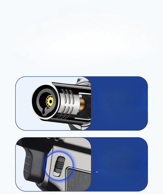 Outdoor Windproof Butane Gas Turbo Metal Lighter Multipurpose High Temperature Welding Gun Inflatable Lighter Men's Somking Tool