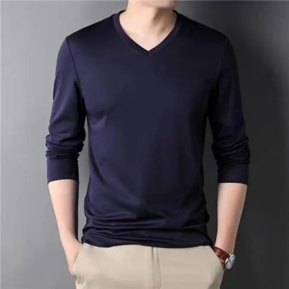 Fashion Luxury Men's Clothing Stylish V-Neck Men's Long Sleeve Casual
