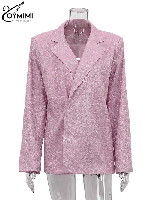 Oymimi Sexy Long Sleeve Blazer + Bra Womens 3 Piece Outfit Set Fashion