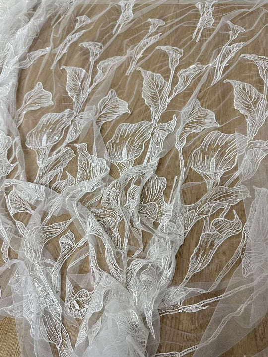 New Hot  Low Price  Off White Embroidery Wedding Dress Tulle Lace