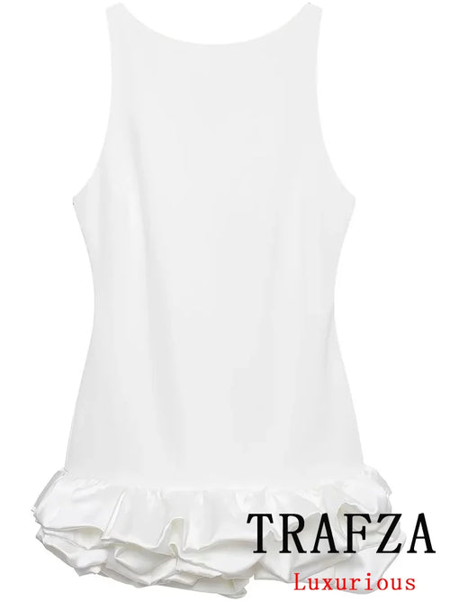 TRAFZA Vintage Chic Red Sexy Women Dress Cami Sleeveless Backless Mini