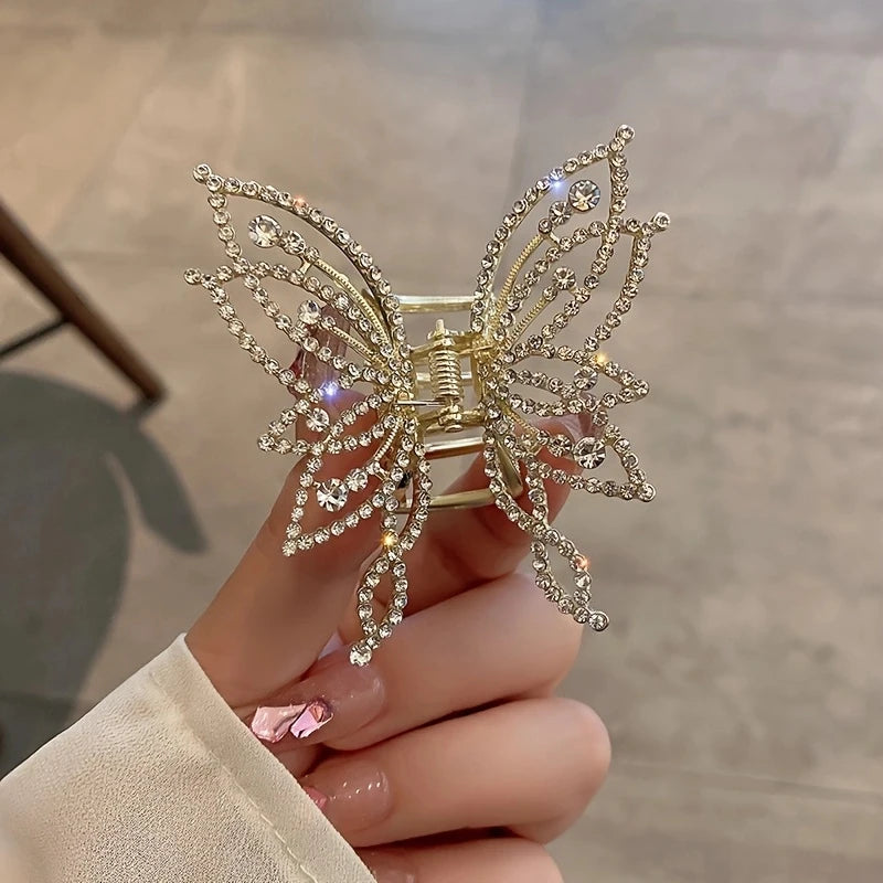 1pc zinc alloy rhinestone butterfly hair ornament, elegant butterfly