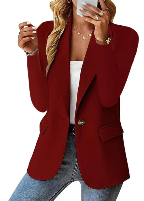 Women's Blazer Suit Long Sleeved Solid Color Notched Collar Suit