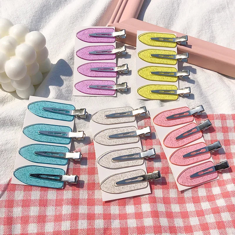 4pcs/set No Bend Seamless Hair Clips Side Bangs Barrette Makeup