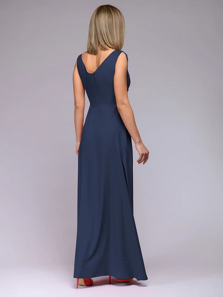 Spring Summer Dress Women 2024 Sexy Deep V Neck Sleeveless Slit Maxi