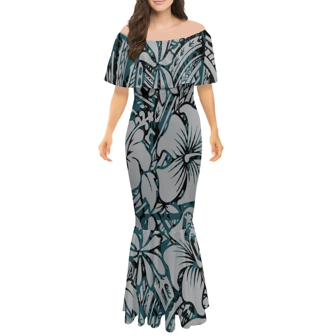 New Design Layer Ruffle Off Shoulder Long Bodycon Fishtail Evening Dresses Women Elegant Frill Trumpet Mermaid Dress Gowns