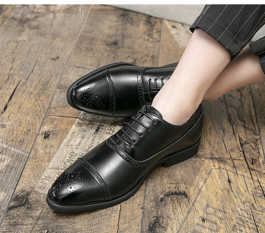 Men's Formal  Shoes Red Sole Fashion Business Casual Party Banquet Daily Retro Carved Lace-up Brogue Dress Wedding Shoes Size 48