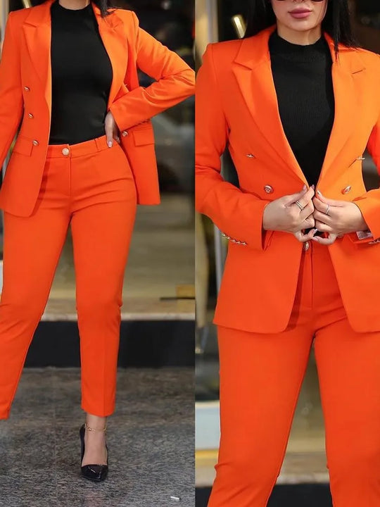 Elegant Office Lady Two Piece Sets 2024 Autumn Winter Women Fashion