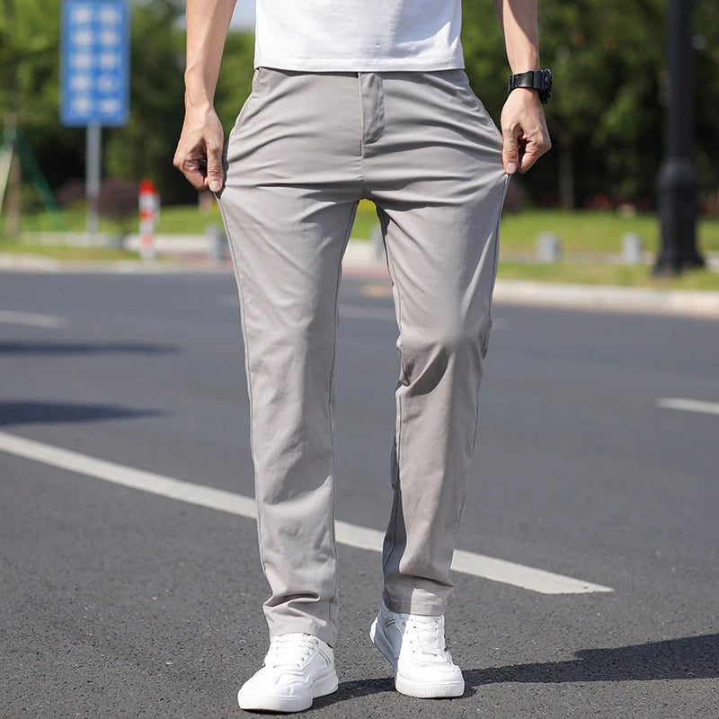 98% Cotton Men's Chinos & Casual Pants, Khaki Pants, Loose Straight ,