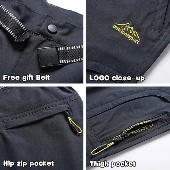 5XL Men's Outdoor Hiking Pants With Belt Quick-drying Waterproof