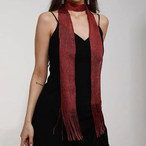 Shiny Neck Wrapped For Women Lace Tassel Party Evening Dress Scarf