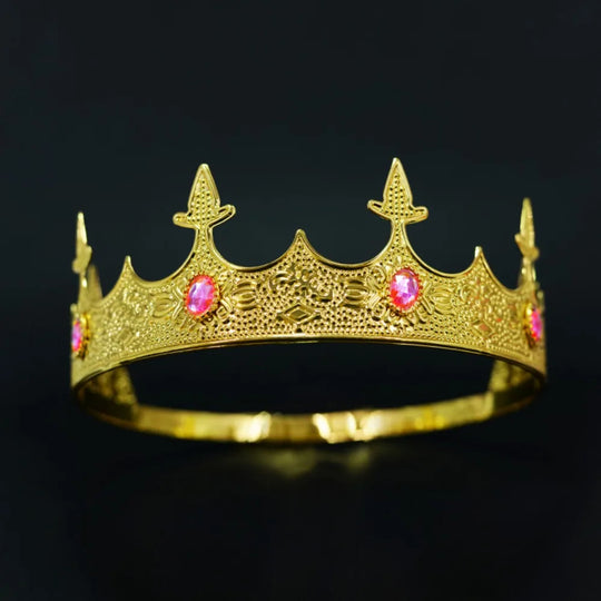 Trendy Vintage Baroque Crown Antique Bronze Elegant King Tiara Crown Adjustable Multicolor Prince Rhinestone Tiara Men