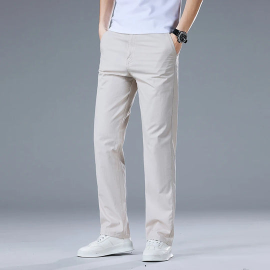 Top Quality 100% Cotton New Brand Casual Fashion Business Long Pants Straight High Waist Regular Fit Trousers Men's Clothing