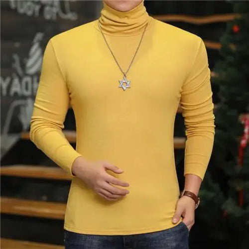 Fashion Men's Turtleneck T-Shirts Casual Autumn Winter High Collar New