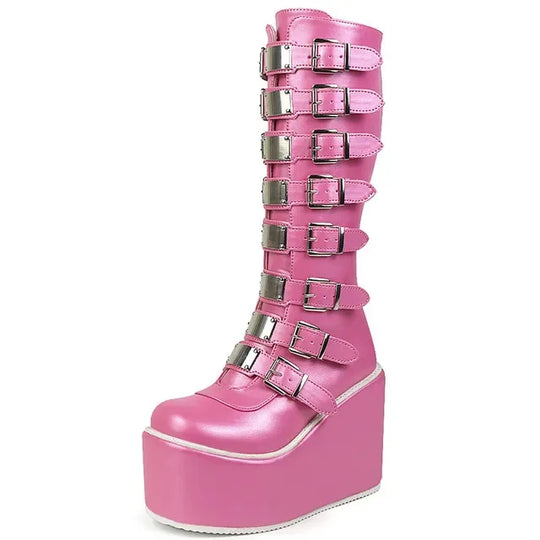 Boots Women New 2025 Winter Footwear Wedge Shoes High Heel Rock Large Size Autumn Elegant Ladies Casual Leisure Big Size Shoes W