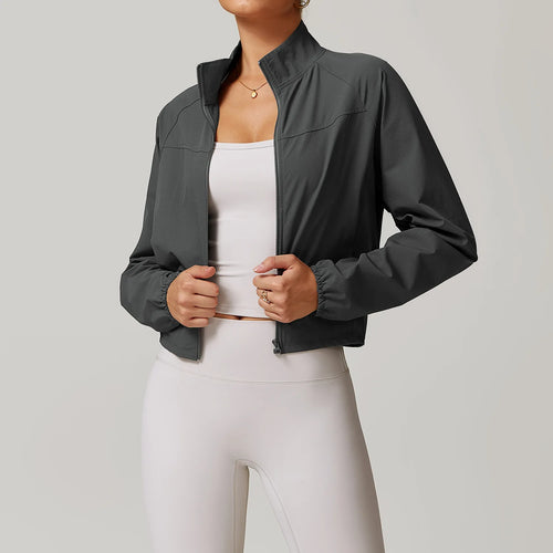 Yoga Long Sleeve Women's Jackets Windproof Running Coat Gym Push Up