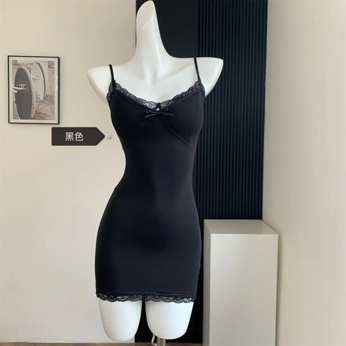 Sleeveless Dresses for Women Sexy Lace Hot Female Bodycon Dress Korean