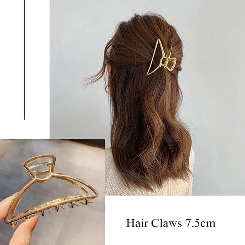 Fashion Metal Hair Claw For Women Gold Silver Color Cross Crab Hair
