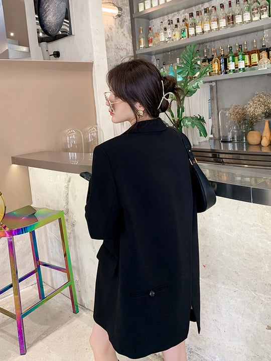 Zoki Back Slit Design Blazer Coats Women Casual Fashion Loose Korean